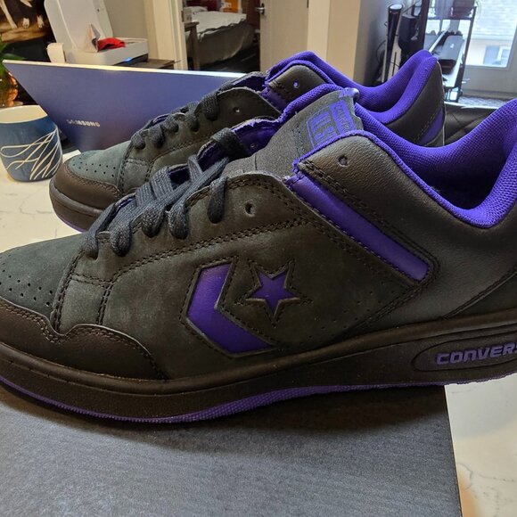 Converse Weapon Leather Black Night Indigo Blue Men's Shoes Sneakers SZ 10 NEW - Picture 1 of 14
